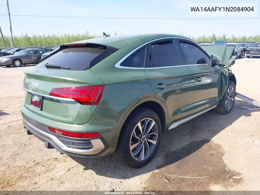 2022 Audi Q5 Sportback Premium 45 Tfsi S Line Quattro S Tronic VIN: WA14AAFY1N2084904 Lot: 44924025
