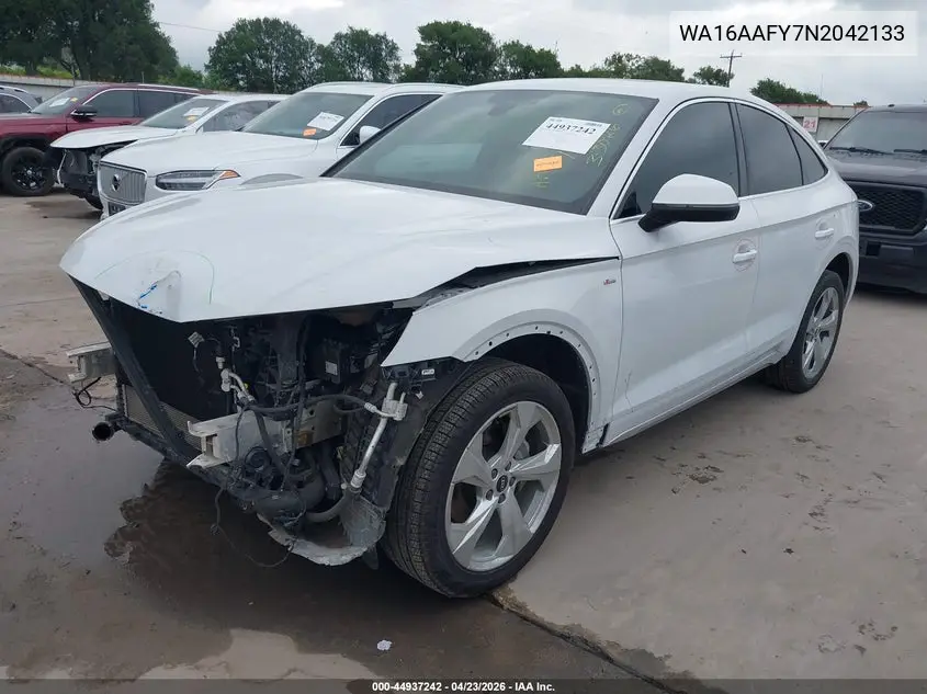 2022 Audi Q5 Sportback Prestige 45 Tfsi S Line Quattro S Tronic VIN: WA16AAFY7N2042133 Lot: 44937242