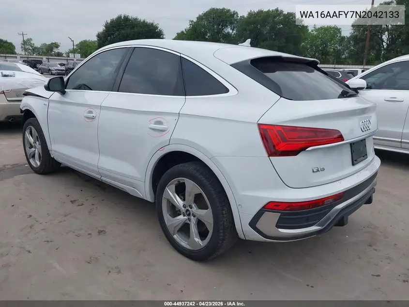 2022 Audi Q5 Sportback Prestige 45 Tfsi S Line Quattro S Tronic VIN: WA16AAFY7N2042133 Lot: 44937242