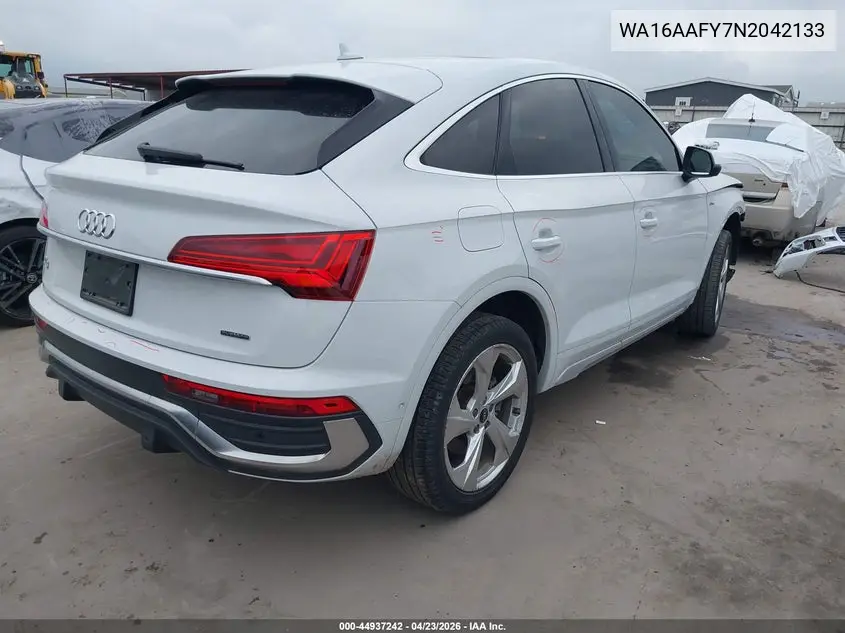 2022 Audi Q5 Sportback Prestige 45 Tfsi S Line Quattro S Tronic VIN: WA16AAFY7N2042133 Lot: 44937242