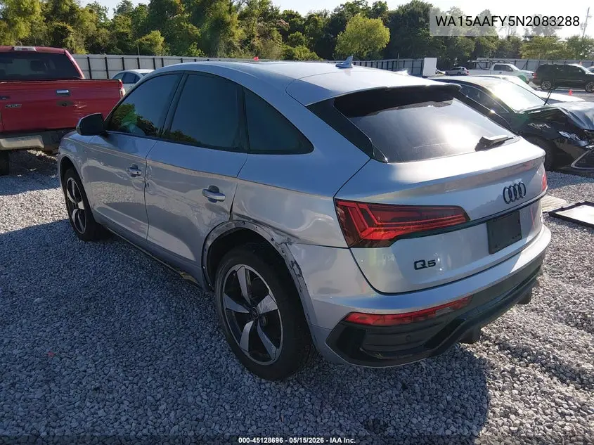 2022 Audi Q5 Sportback Premium Plus 45 Tfsi S Line Quattro S Tronic VIN: WA15AAFY5N2083288 Lot: 45128696