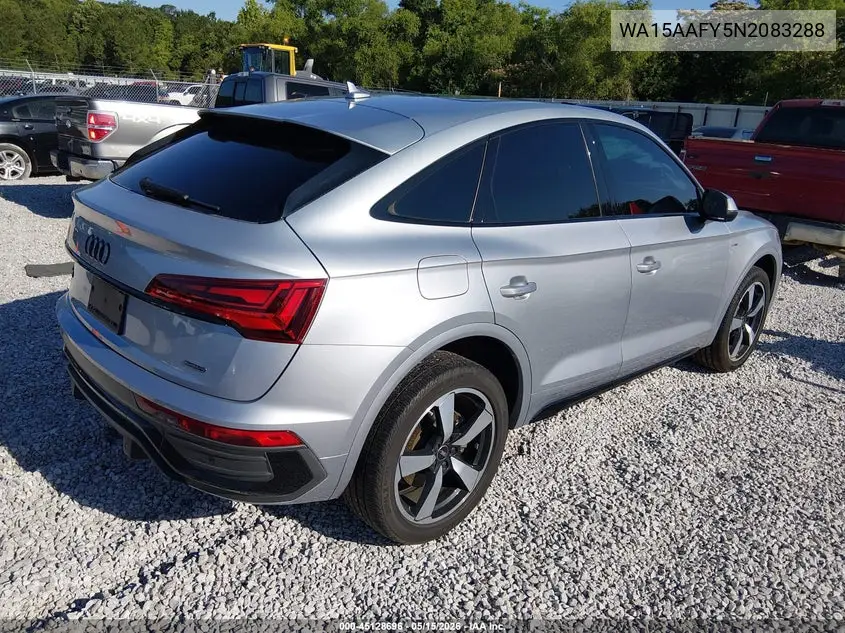 2022 Audi Q5 Sportback Premium Plus 45 Tfsi S Line Quattro S Tronic VIN: WA15AAFY5N2083288 Lot: 45128696
