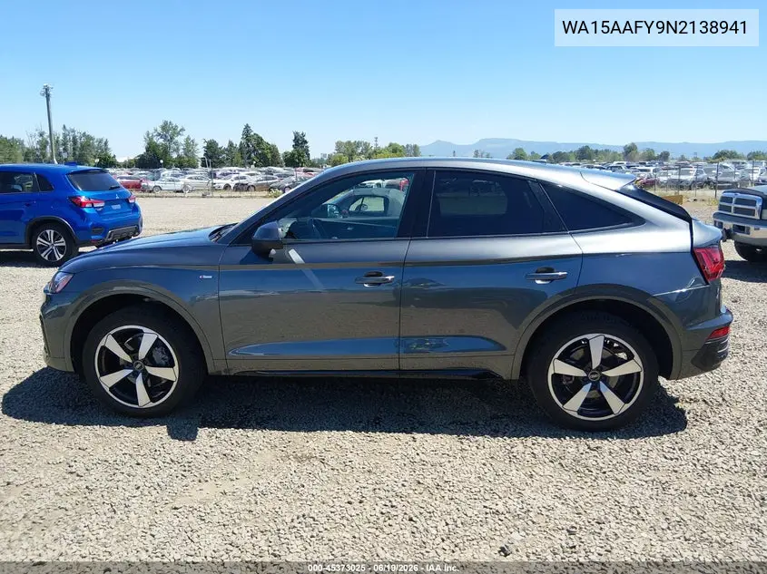 2022 Audi Q5 Sportback Premium Plus 45 Tfsi S Line Quattro S Tronic VIN: WA15AAFY9N2138941 Lot: 45373025