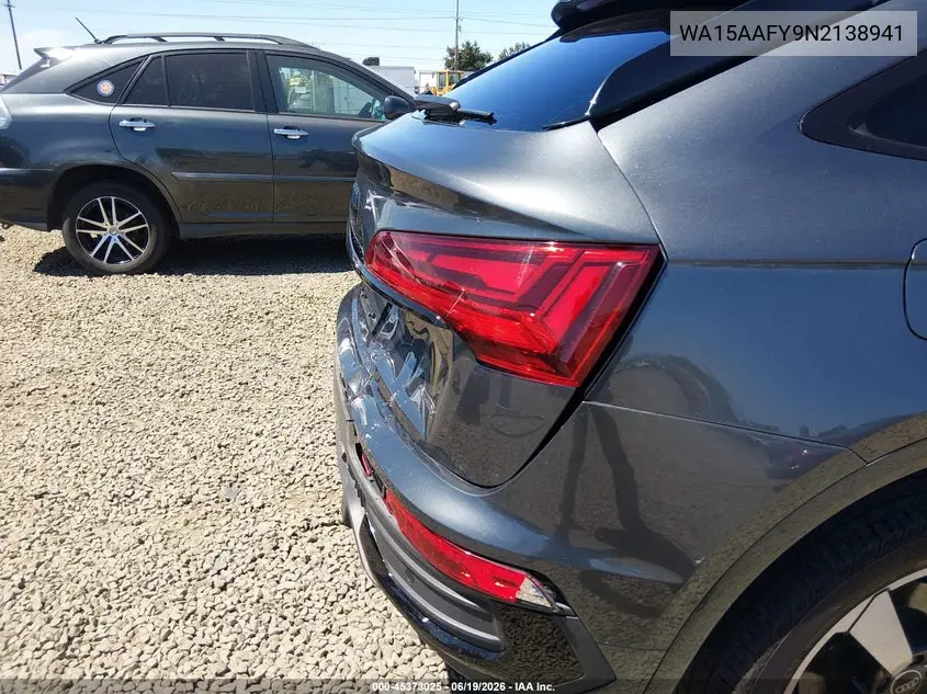 2022 Audi Q5 Sportback Premium Plus 45 Tfsi S Line Quattro S Tronic VIN: WA15AAFY9N2138941 Lot: 45373025