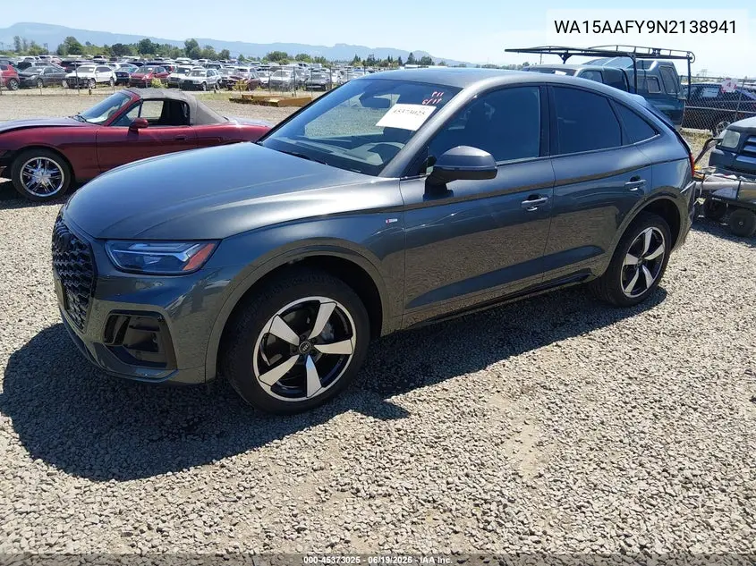 2022 Audi Q5 Sportback Premium Plus 45 Tfsi S Line Quattro S Tronic VIN: WA15AAFY9N2138941 Lot: 45373025
