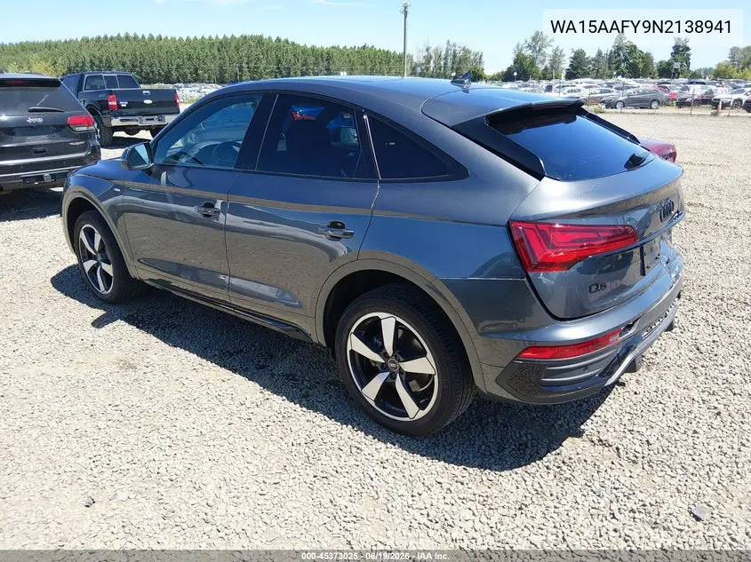 2022 Audi Q5 Sportback Premium Plus 45 Tfsi S Line Quattro S Tronic VIN: WA15AAFY9N2138941 Lot: 45373025