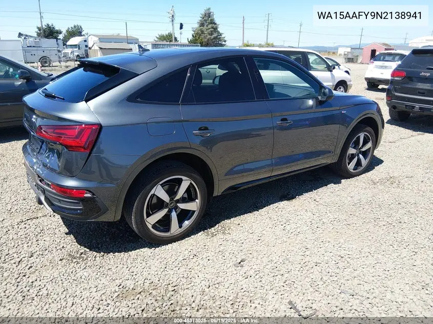 2022 Audi Q5 Sportback Premium Plus 45 Tfsi S Line Quattro S Tronic VIN: WA15AAFY9N2138941 Lot: 45373025
