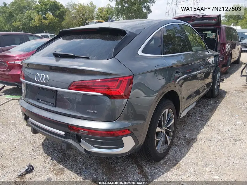 2022 Audi Q5 Sportback Premium Plus 45 Tfsi S Line Quattro S Tronic VIN: WA15AAFY7N2127503 Lot: 45544040
