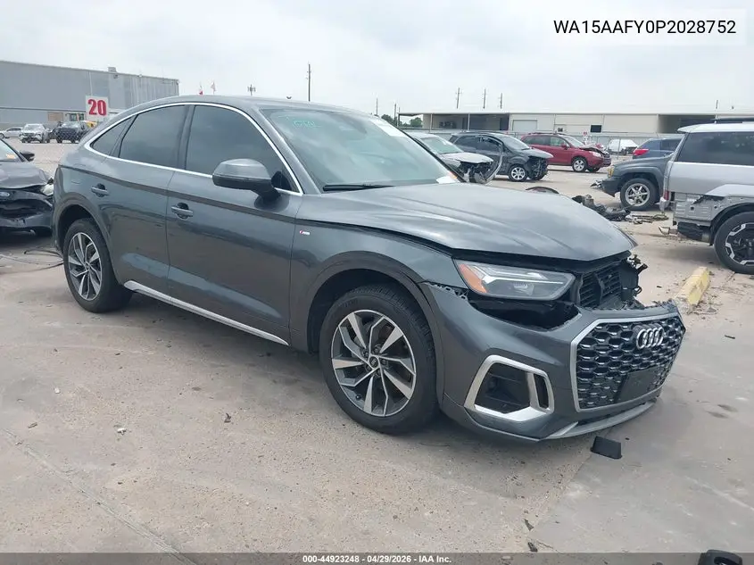 2023 Audi Q5 Sportback Premium Plus 45 Tfsi S Line Quattro S Tronic VIN: WA15AAFY0P2028752 Lot: 44923248