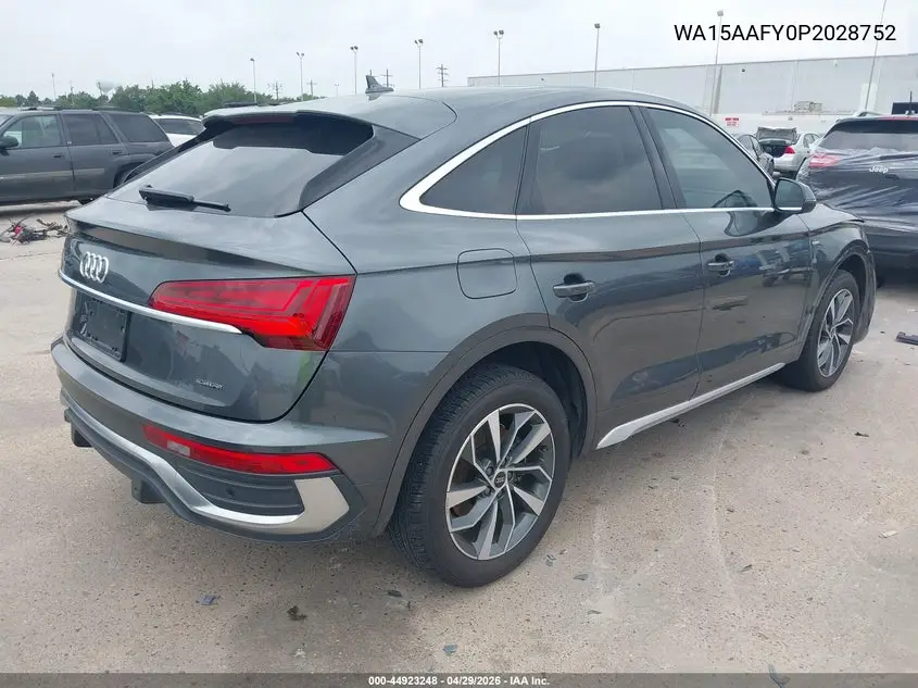2023 Audi Q5 Sportback Premium Plus 45 Tfsi S Line Quattro S Tronic VIN: WA15AAFY0P2028752 Lot: 44923248