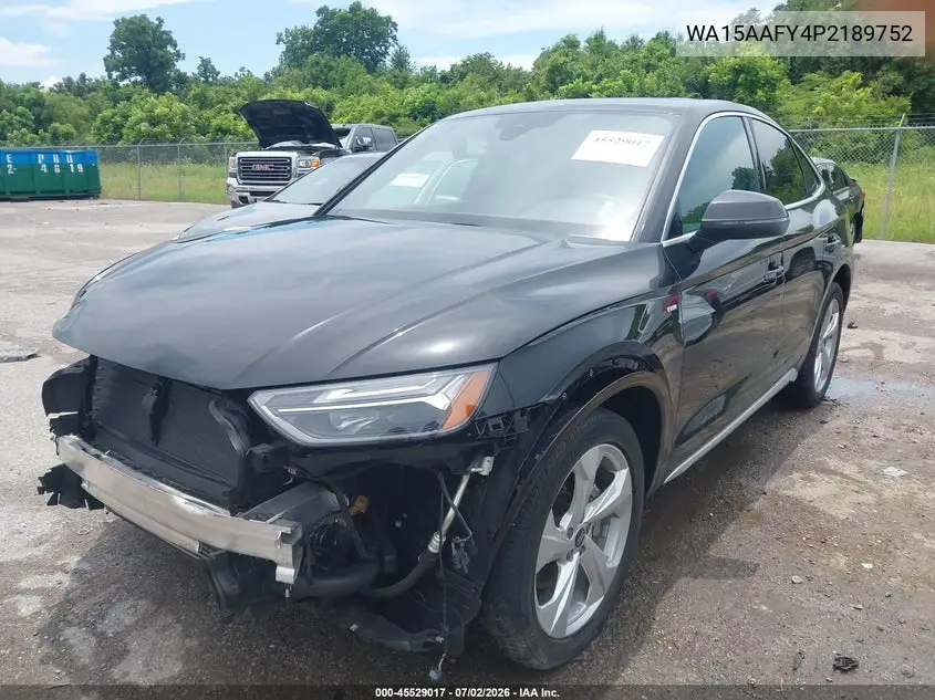 2023 Audi Q5 Sportback Premium Plus 45 Tfsi S Line Quattro S Tronic VIN: WA15AAFY4P2189752 Lot: 45529017