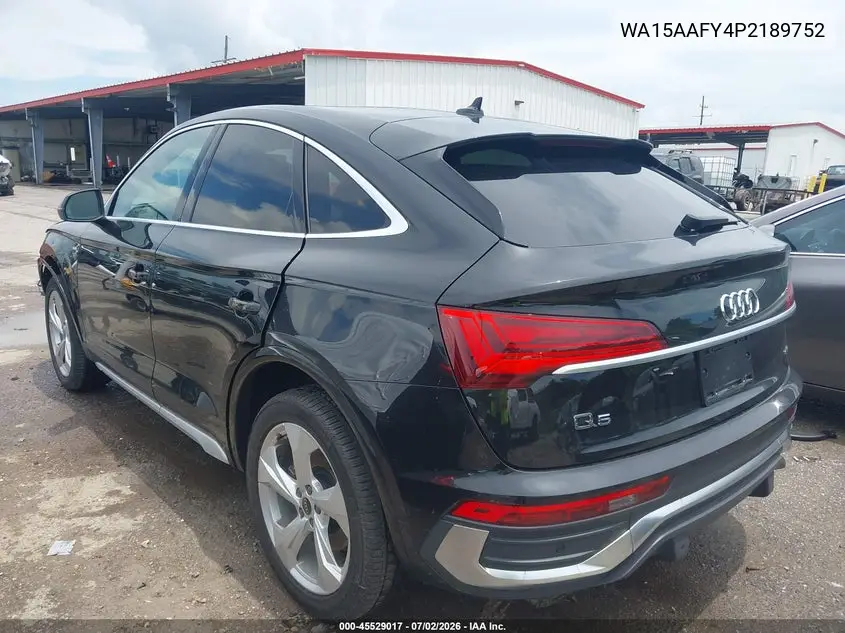 2023 Audi Q5 Sportback Premium Plus 45 Tfsi S Line Quattro S Tronic VIN: WA15AAFY4P2189752 Lot: 45529017