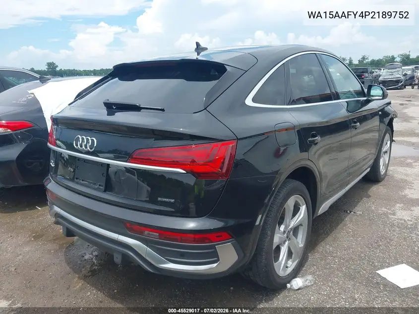 2023 Audi Q5 Sportback Premium Plus 45 Tfsi S Line Quattro S Tronic VIN: WA15AAFY4P2189752 Lot: 45529017