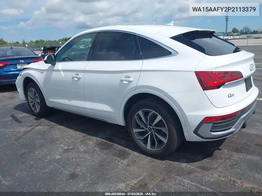 2023 Audi Q5 Sportback Premium Plus 45 Tfsi S Line Quattro S Tronic VIN: WA15AAFY2P2113379 Lot: 45539544