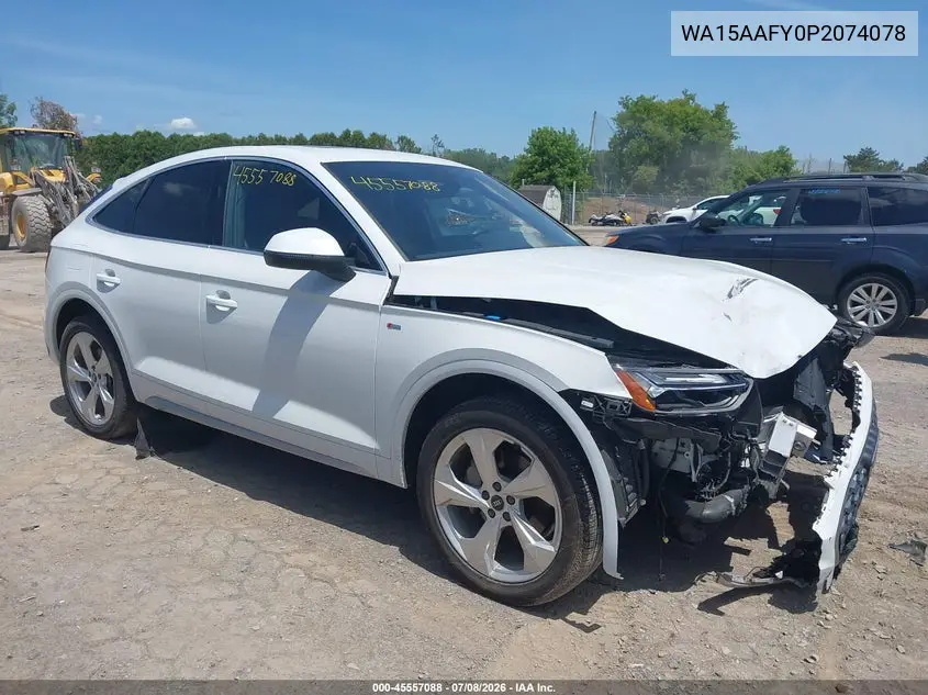 2023 Audi Q5 Sportback Premium Plus 45 Tfsi S Line Quattro S Tronic VIN: WA15AAFY0P2074078 Lot: 45557088