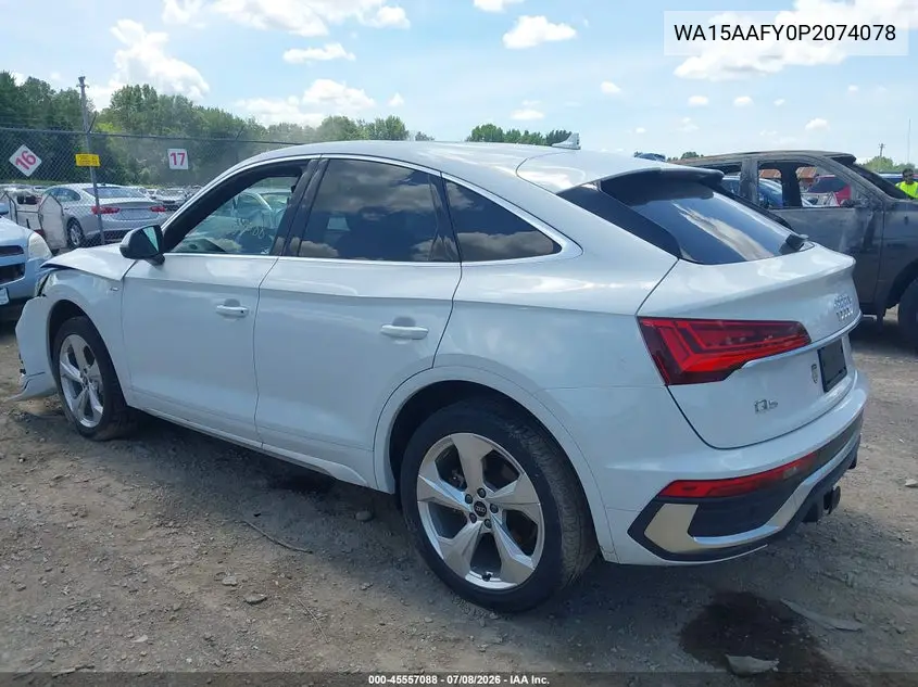 2023 Audi Q5 Sportback Premium Plus 45 Tfsi S Line Quattro S Tronic VIN: WA15AAFY0P2074078 Lot: 45557088