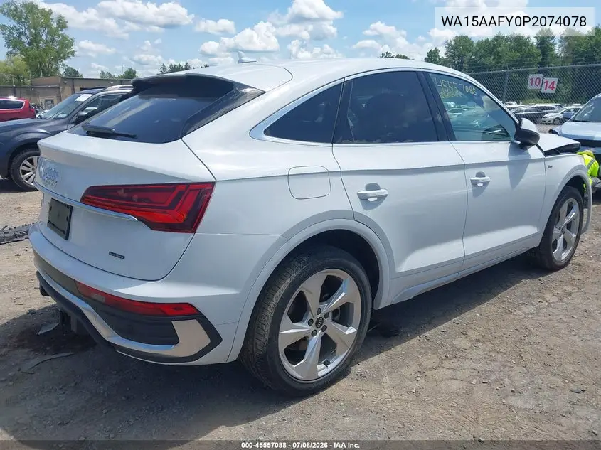 2023 Audi Q5 Sportback Premium Plus 45 Tfsi S Line Quattro S Tronic VIN: WA15AAFY0P2074078 Lot: 45557088