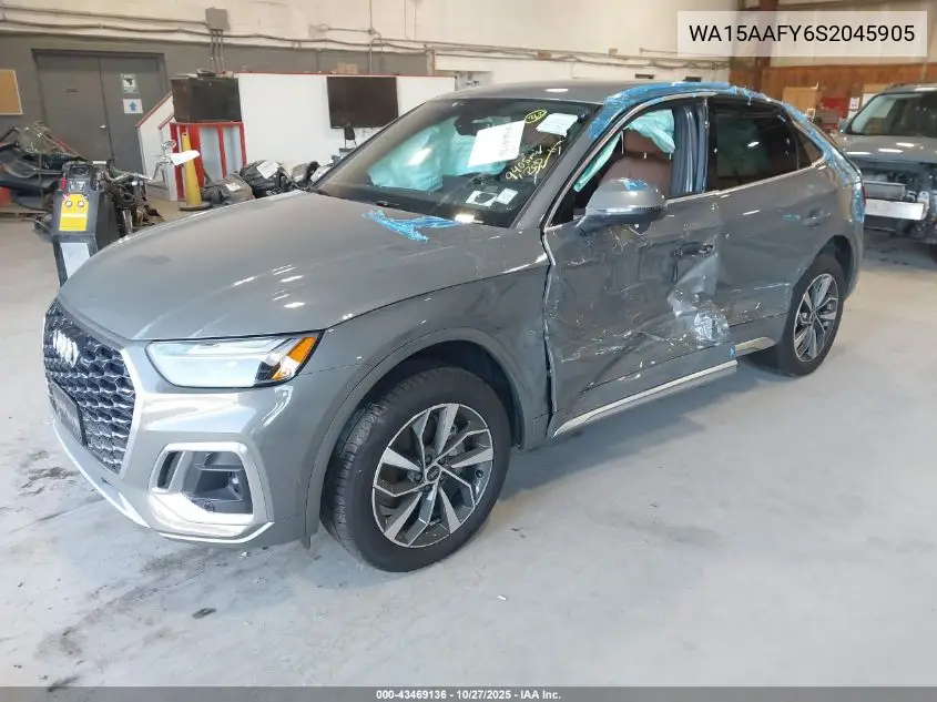 2025 Audi Q5 Sportback Premium Plus 45 Tfsi S Line Quattro S Tronic VIN: WA15AAFY6S2045905 Lot: 43469136