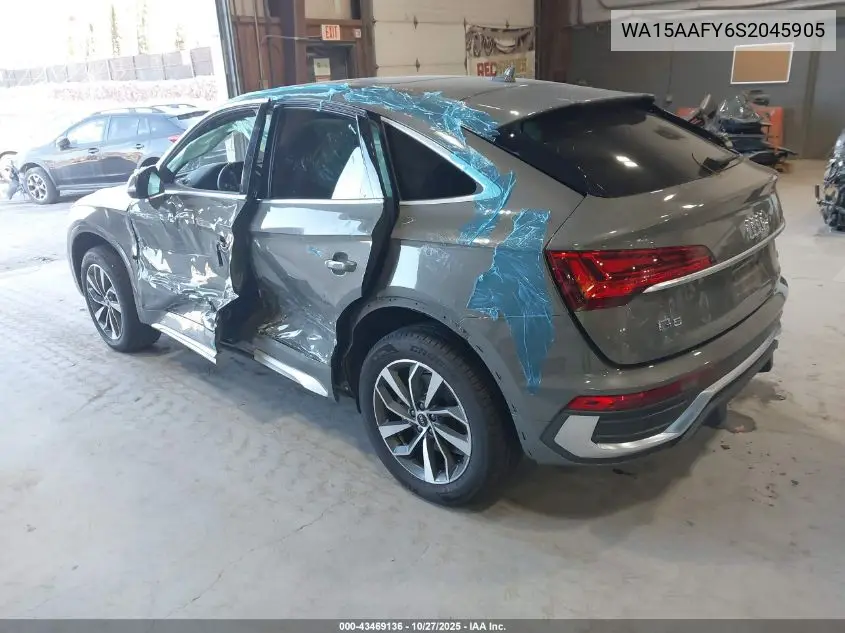 2025 Audi Q5 Sportback Premium Plus 45 Tfsi S Line Quattro S Tronic VIN: WA15AAFY6S2045905 Lot: 43469136
