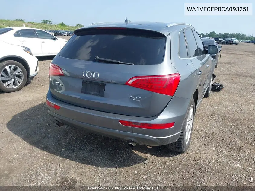 2012 Audi Q5 2.0T Premium Plus VIN: WA1VFCFP0CA093251 Lot: 12641942