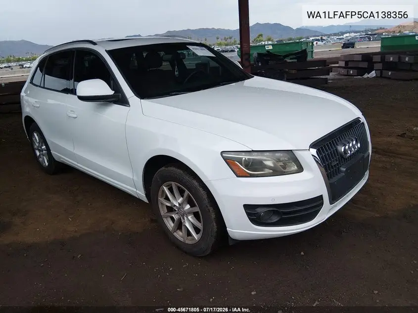 2012 Audi Q5 2.0T Premium VIN: WA1LFAFP5CA138356 Lot: 45671805