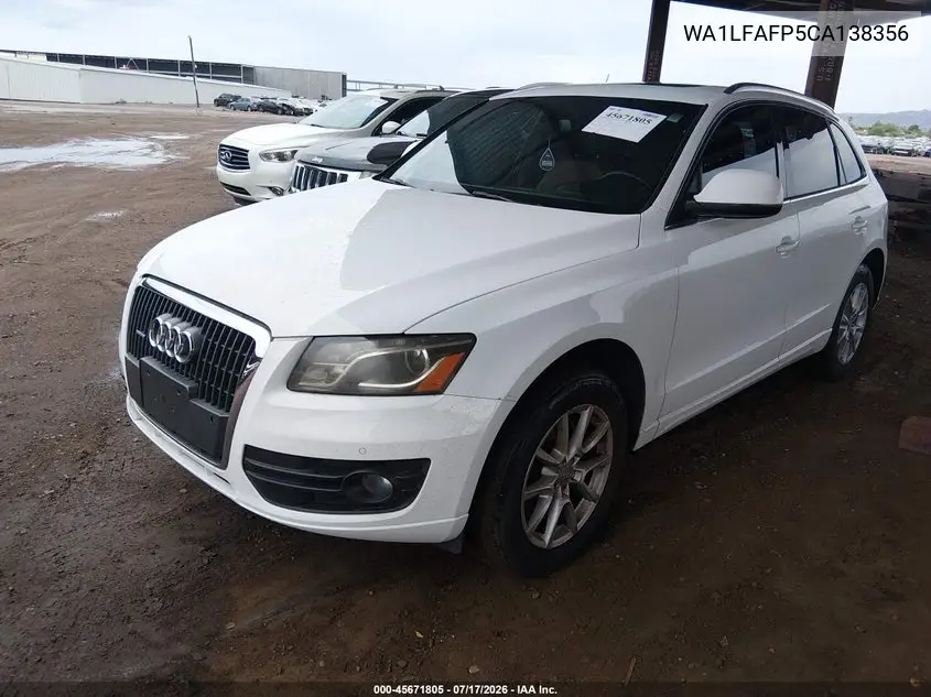 2012 Audi Q5 2.0T Premium VIN: WA1LFAFP5CA138356 Lot: 45671805