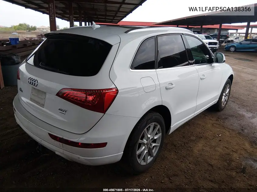 2012 Audi Q5 2.0T Premium VIN: WA1LFAFP5CA138356 Lot: 45671805