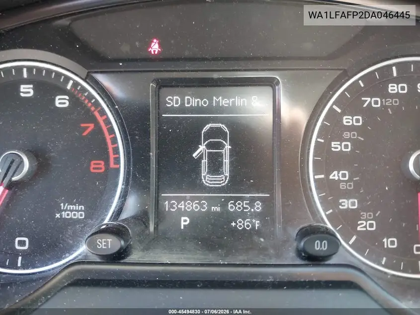 2013 Audi Q5 2.0T Premium VIN: WA1LFAFP2DA046445 Lot: 45494830