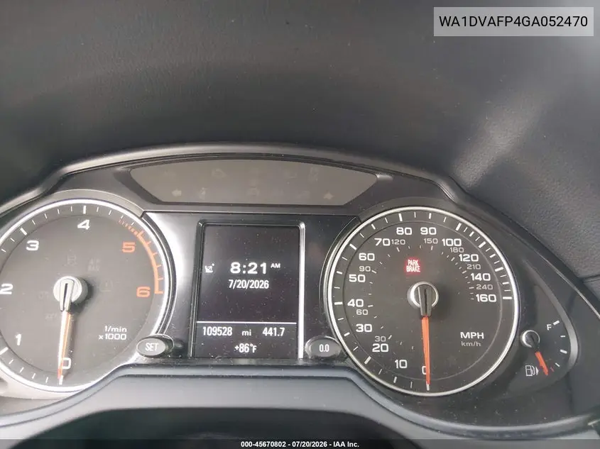 2016 Audi Q5 3.0 Tdi Premium Plus VIN: WA1DVAFP4GA052470 Lot: 45670802