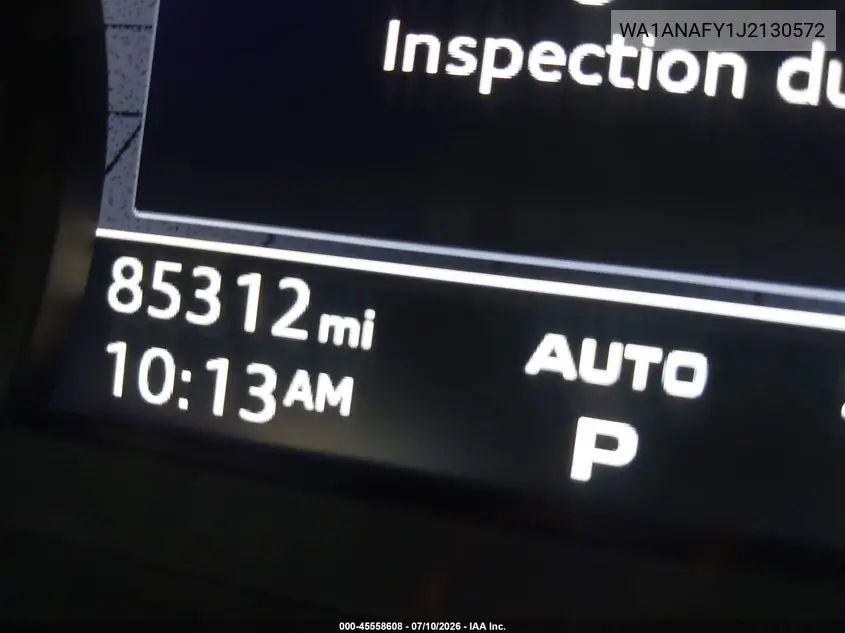 2018 Audi Q5 2.0T Premium/2.0T Tech Premium VIN: WA1ANAFY1J2130572 Lot: 45558608