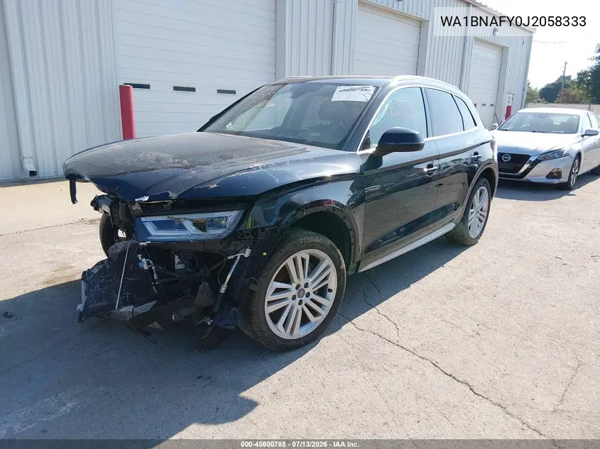 2018 Audi Q5 2.0T Premium VIN: WA1BNAFY0J2058333 Lot: 45600785