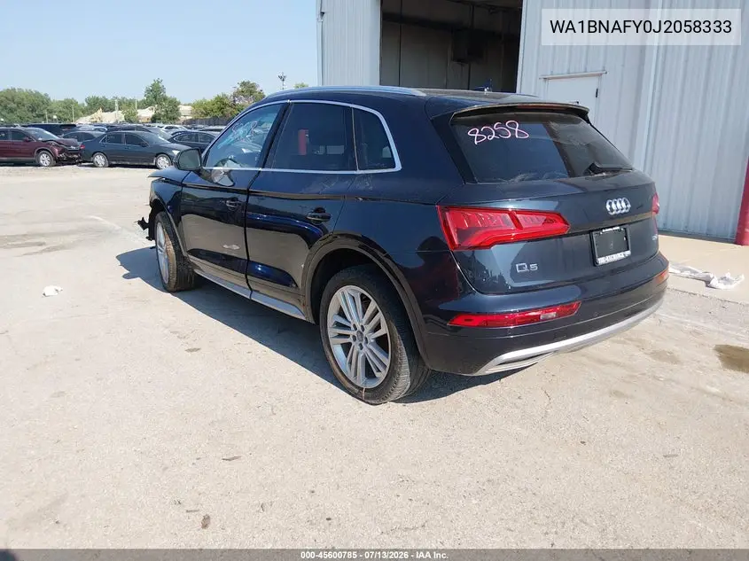 2018 Audi Q5 2.0T Premium VIN: WA1BNAFY0J2058333 Lot: 45600785