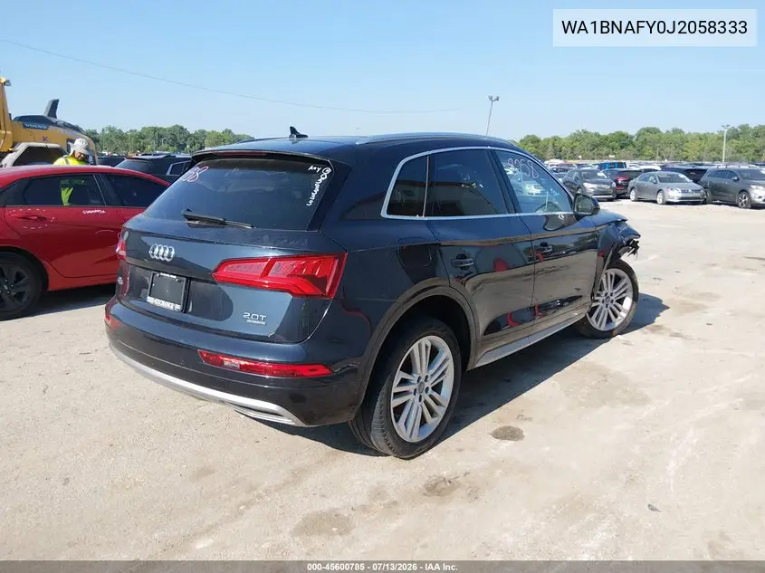 2018 Audi Q5 2.0T Premium VIN: WA1BNAFY0J2058333 Lot: 45600785