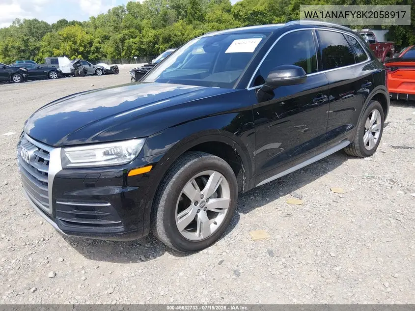 2019 Audi Q5 45 Premium VIN: WA1ANAFY8K2058917 Lot: 45632733