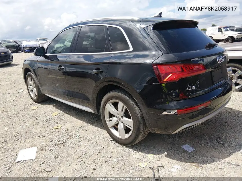 2019 Audi Q5 45 Premium VIN: WA1ANAFY8K2058917 Lot: 45632733