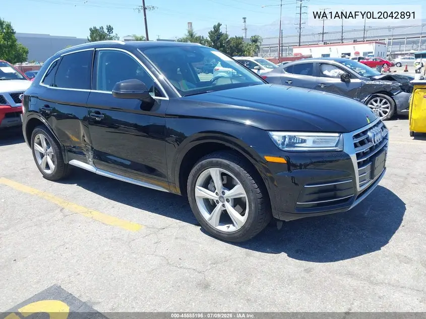2020 Audi Q5 Premium 45 Tfsi Quattro S Tronic VIN: WA1ANAFY0L2042891 Lot: 45585196