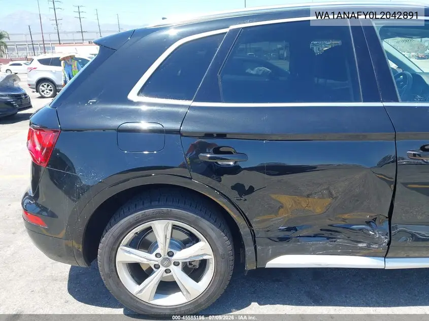2020 Audi Q5 Premium 45 Tfsi Quattro S Tronic VIN: WA1ANAFY0L2042891 Lot: 45585196
