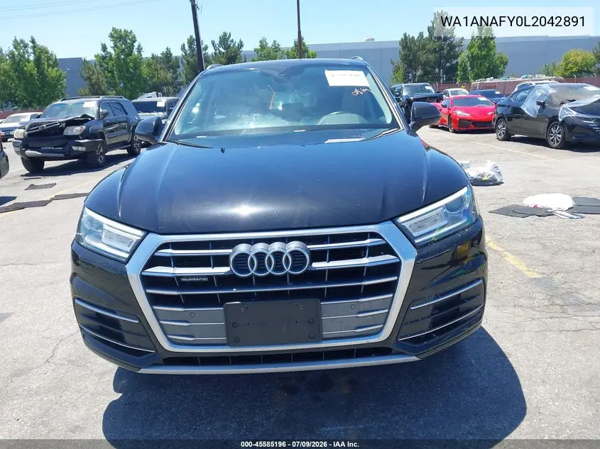 2020 Audi Q5 Premium 45 Tfsi Quattro S Tronic VIN: WA1ANAFY0L2042891 Lot: 45585196