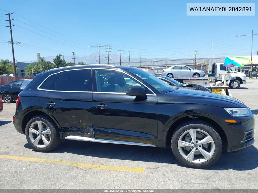2020 Audi Q5 Premium 45 Tfsi Quattro S Tronic VIN: WA1ANAFY0L2042891 Lot: 45585196