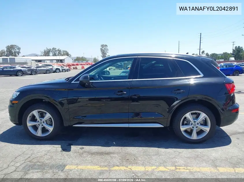 2020 Audi Q5 Premium 45 Tfsi Quattro S Tronic VIN: WA1ANAFY0L2042891 Lot: 45585196