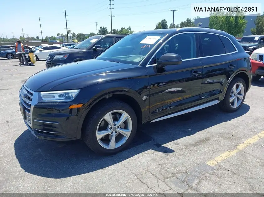 2020 Audi Q5 Premium 45 Tfsi Quattro S Tronic VIN: WA1ANAFY0L2042891 Lot: 45585196