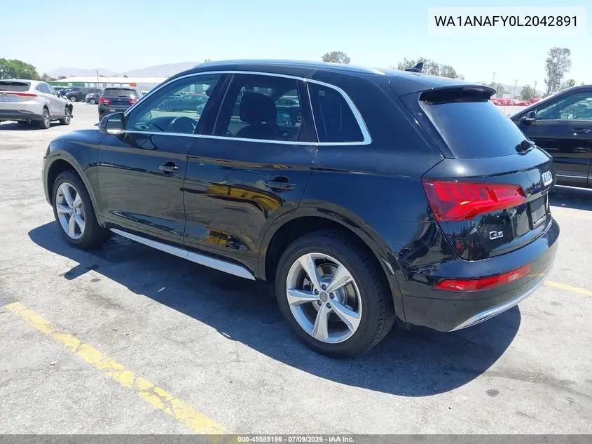 2020 Audi Q5 Premium 45 Tfsi Quattro S Tronic VIN: WA1ANAFY0L2042891 Lot: 45585196