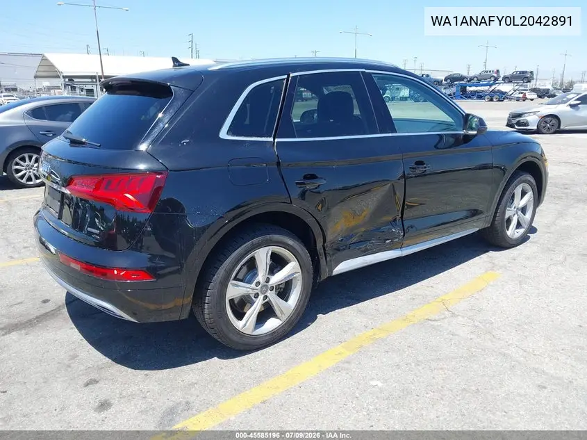 2020 Audi Q5 Premium 45 Tfsi Quattro S Tronic VIN: WA1ANAFY0L2042891 Lot: 45585196