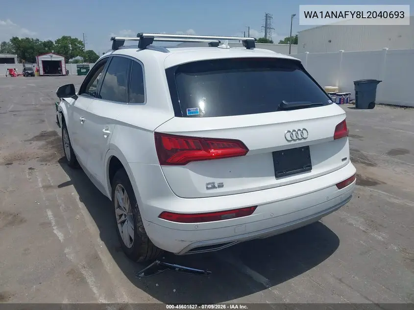 2020 Audi Q5 Premium 45 Tfsi Quattro S Tronic/Titanium Premium 45 Tfsi Quattro S Tronic VIN: WA1ANAFY8L2040693 Lot: 45601527