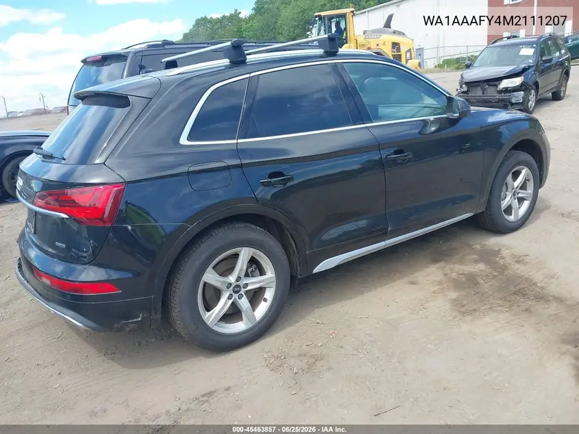 2021 Audi Q5 Premium 45 Tfsi Quattro S Tronic VIN: WA1AAAFY4M2111207 Lot: 45463857