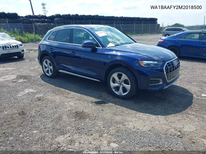 2021 Audi Q5 Premium Plus 45 Tfsi Quattro S Tronic VIN: WA1BAAFY2M2018500 Lot: 45566469