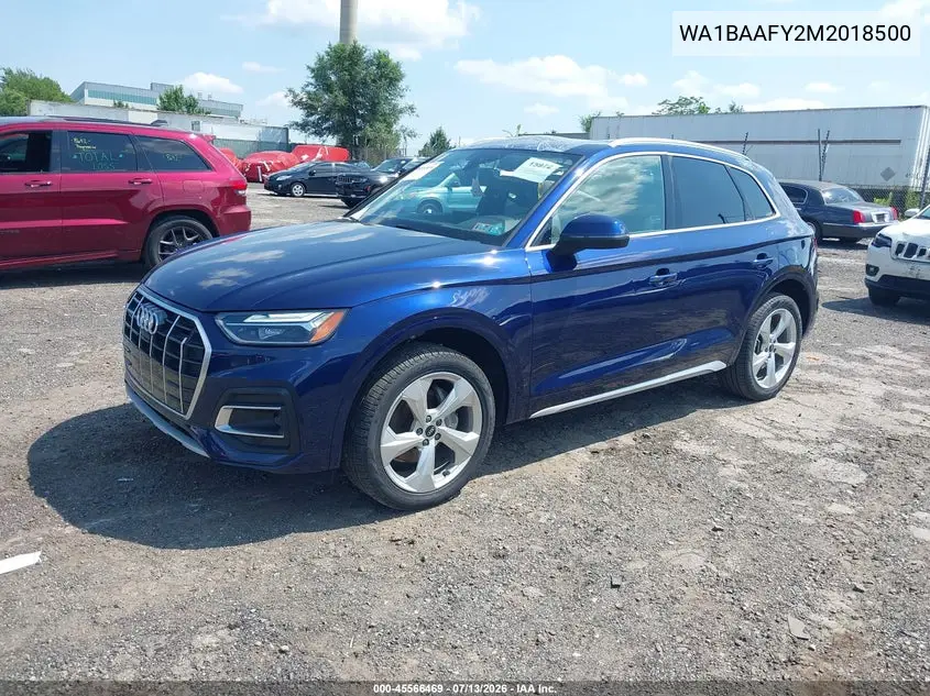 2021 Audi Q5 Premium Plus 45 Tfsi Quattro S Tronic VIN: WA1BAAFY2M2018500 Lot: 45566469