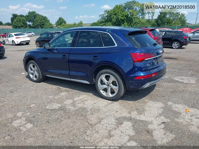 2021 Audi Q5 Premium Plus 45 Tfsi Quattro S Tronic VIN: WA1BAAFY2M2018500 Lot: 45566469