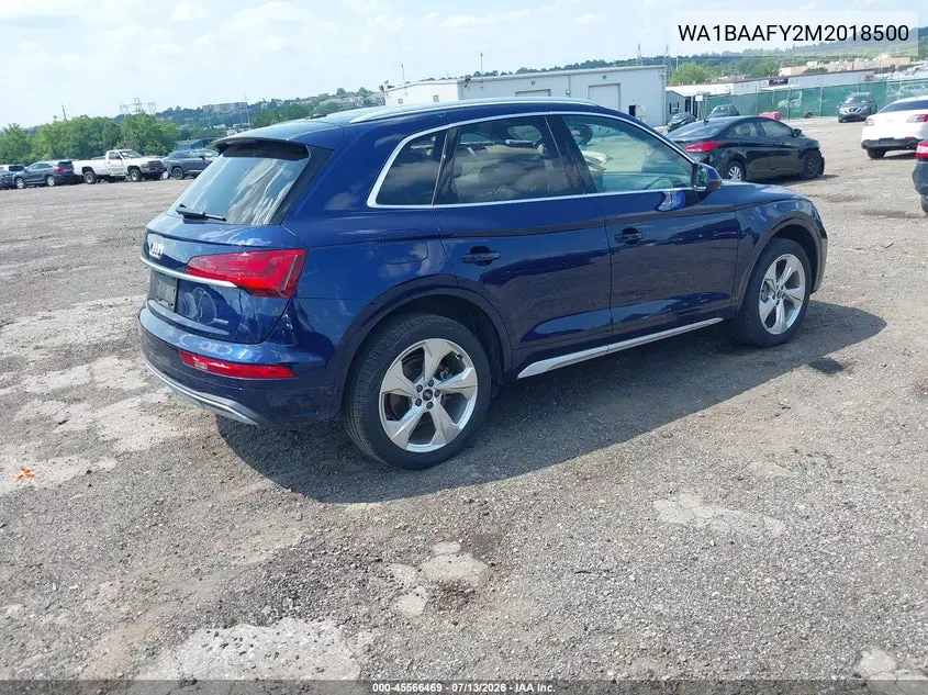 2021 Audi Q5 Premium Plus 45 Tfsi Quattro S Tronic VIN: WA1BAAFY2M2018500 Lot: 45566469