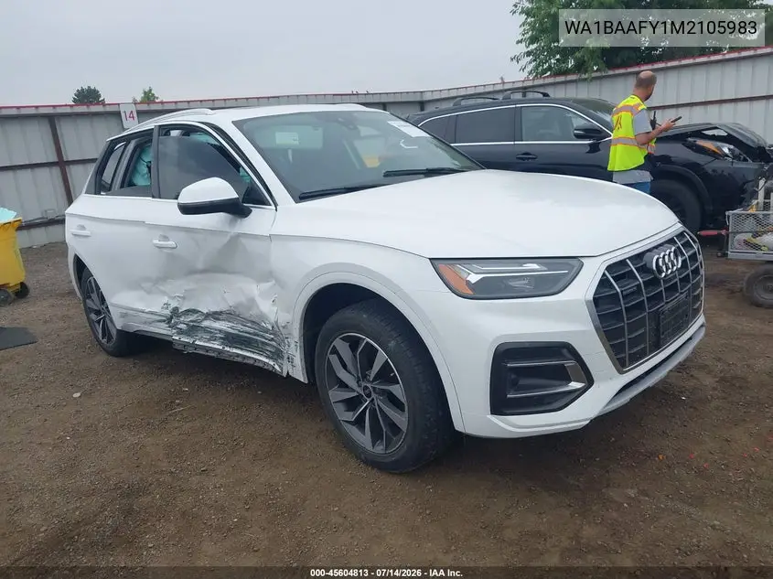 2021 Audi Q5 Premium Plus 45 Tfsi Quattro S Tronic VIN: WA1BAAFY1M2105983 Lot: 45604813